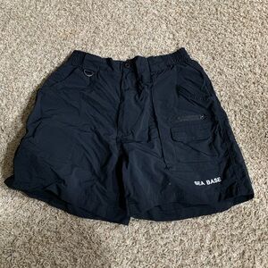 Uzzi Cargo Shorts Mens Size Large L Black  Dry Fast Nylon Active Walking